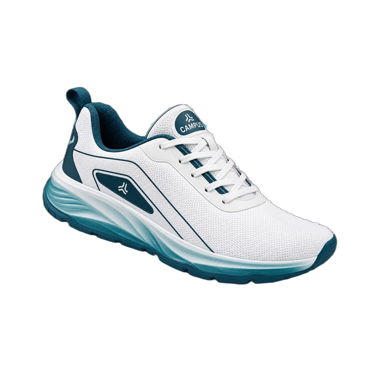 White and Teal Campus Running Sneaker