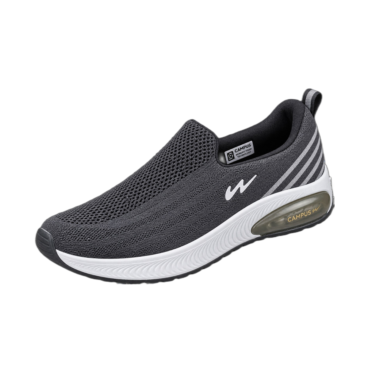 Charcoal Knit Slip-On Sneaker with Air Cushion