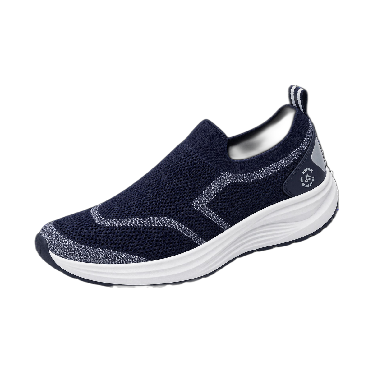 Navy Knit Slip-On Running Shoe