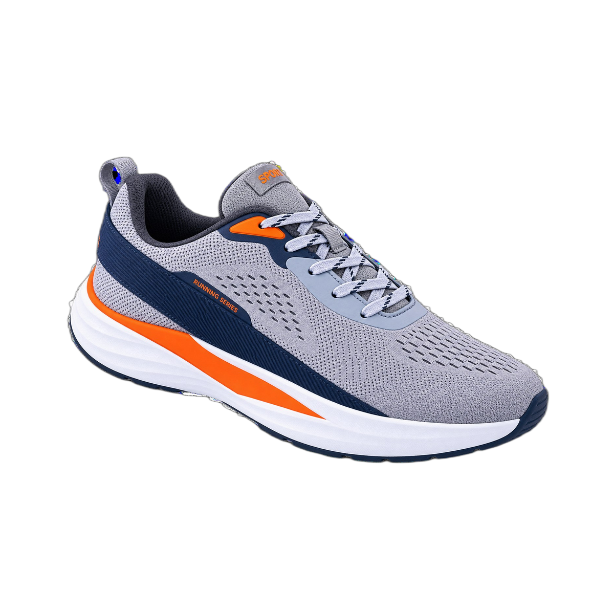 Gray Navy Orange Running Sneaker